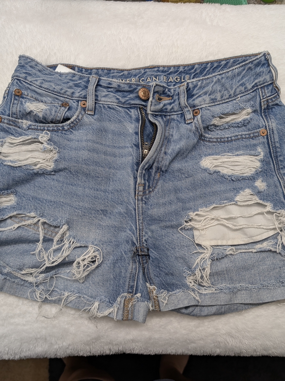 American Eagle Outfitters Light Blue Ripped Denim Women’s Shorts